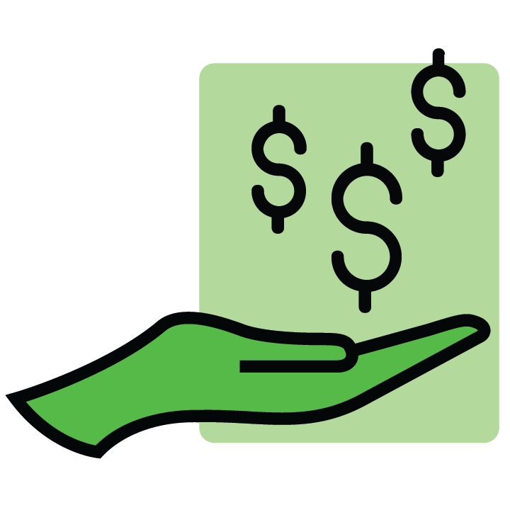 hand holding dollar signs
